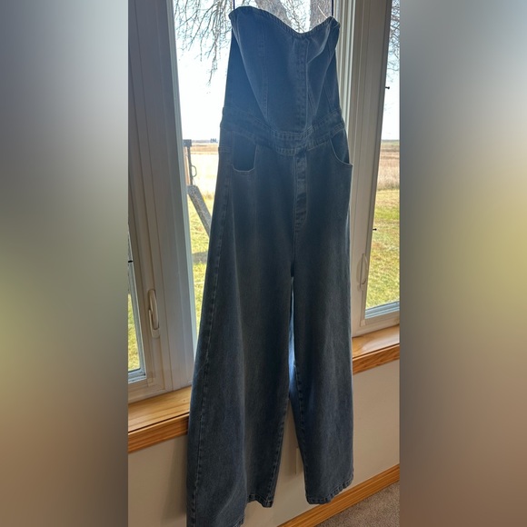 Blue Denim Full Length Romper - Picture 2 of 4